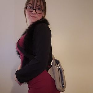 Calvin Klein feather Trimmed XL Shrug